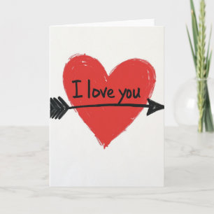 Carte flèche cœur Je t'aime