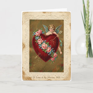 Carte flèche d'amour de chérubin vintage