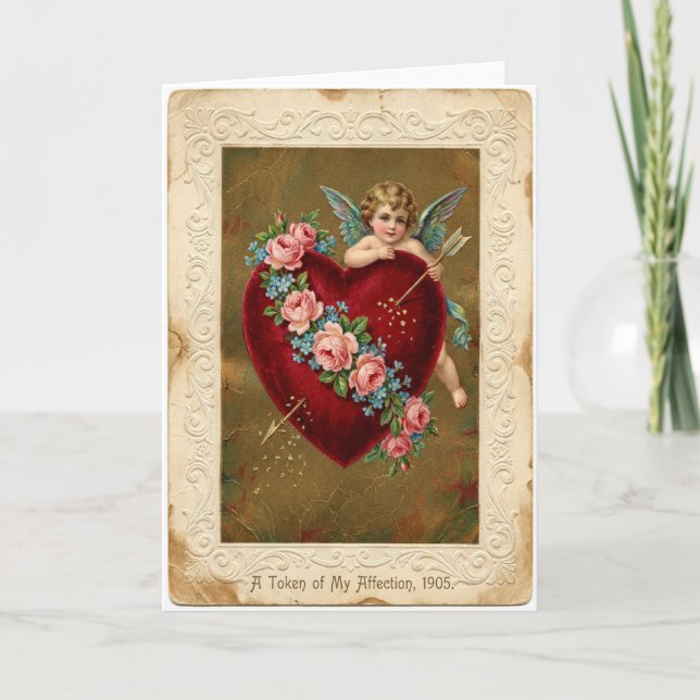 Carte flèche d'amour de chérubin vintage (Devant)