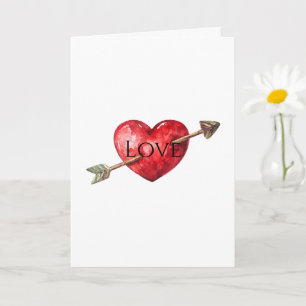 Carte Flèche d'amour de cœur rouge