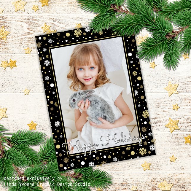 Carte Flèche-Neige Blanc Personnalisée En Vacances Noire (Créateur téléchargé)