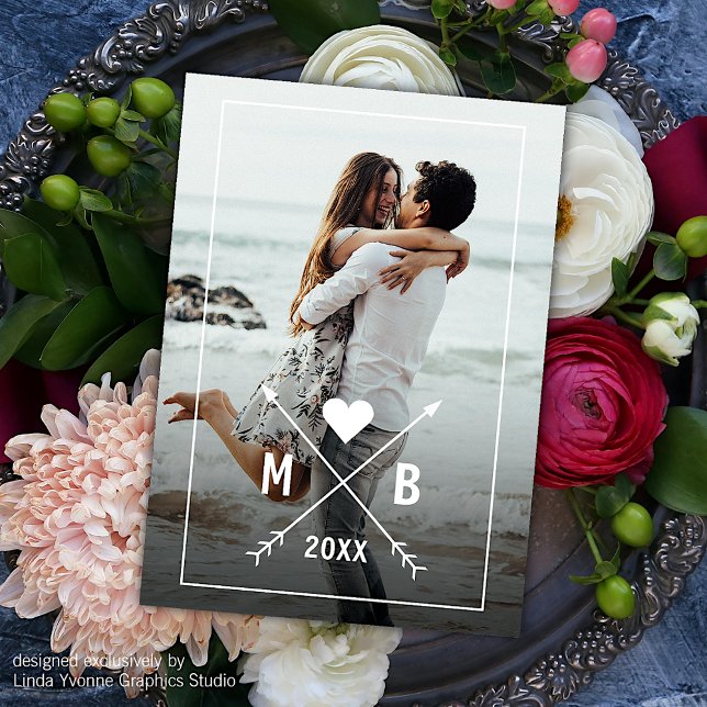 Carte Flèches Coeur d'Amour Monogrammé Personnalisées 20 (Créateur téléchargé)