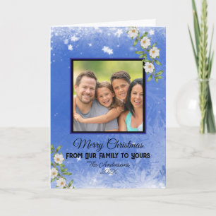 Carte Flèches de neige bleues modernes Photo de famille