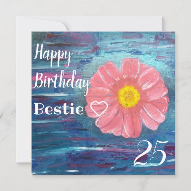 Carte Fleur Abstraite bestie personnalisée Anniversaire (Devant)