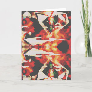 Carte Fleur Abstraite multicolore en noir jaune rouge C