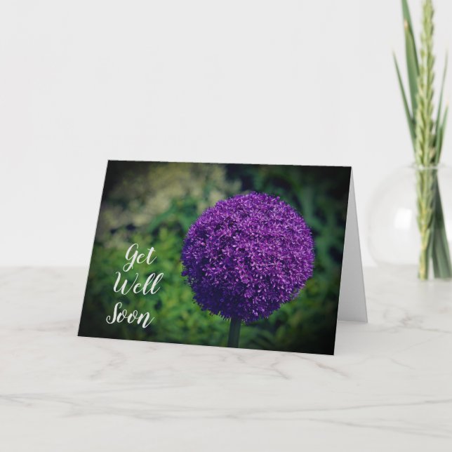 Carte Fleur Allium Violet Parfait Se Bien Bientôt (Devant)