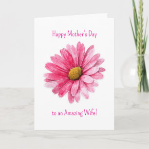 Carte Fleur aquarelle rose pour la fête des mères