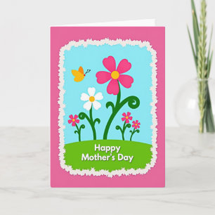 Carte Fleur avec Bordure Magenta