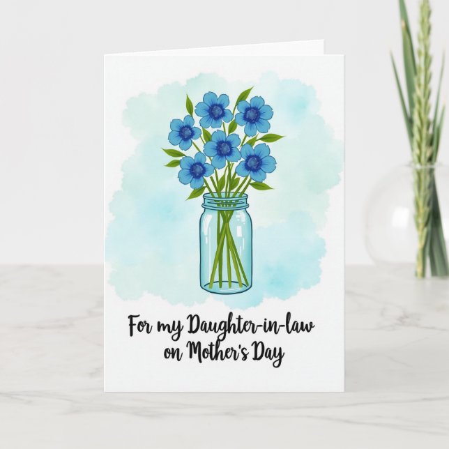 Carte Fleur Azur à Points (Devant)