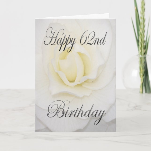 Carte Fleur blanche Bonne 62e anniversaire (Devant)
