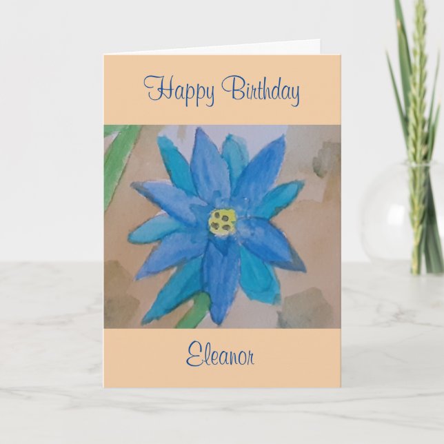 Carte Fleur Bleue Anniversaire (Devant)