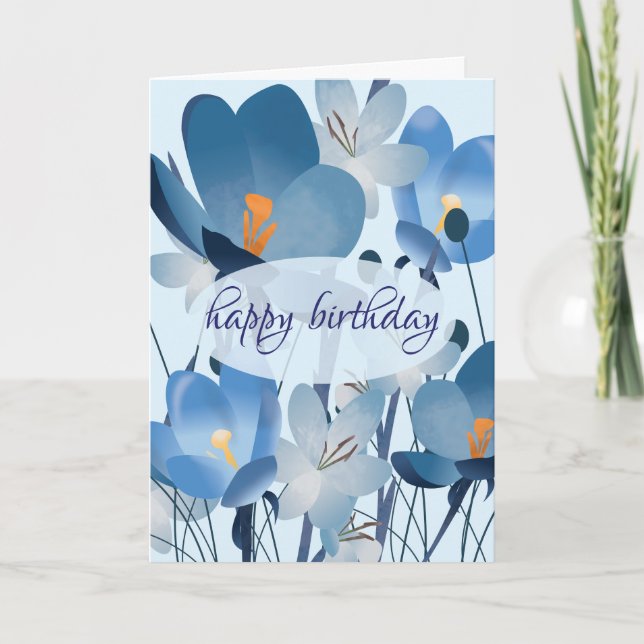 Carte Fleur Bleue Anniversaire (Devant)