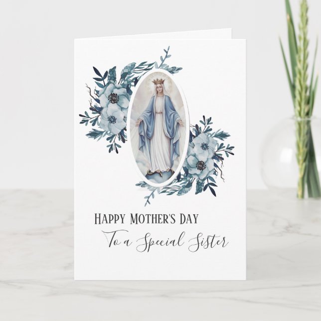 Carte Fleur Bleue | Sœur | Mère Religieuse Marie (Devant)