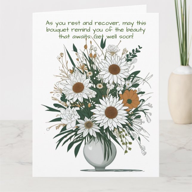 Carte Fleur Boho Art Moderne Dans Un Vase Se Bien Bientô (Devant)