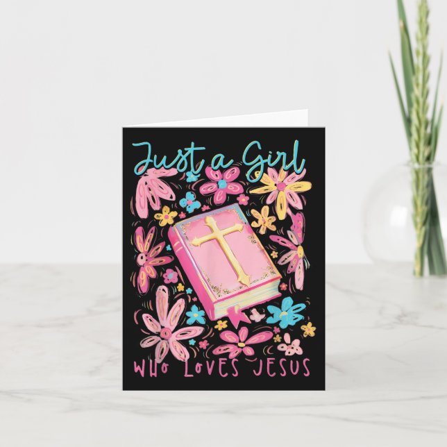 Carte Fleur Boho Juste Une Fille Qui Aime Jésus Religieu (Devant)