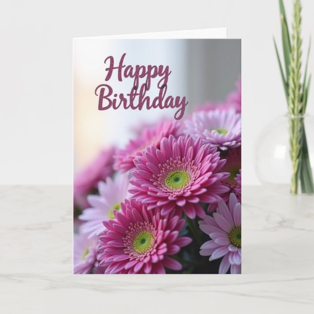 Carte Fleur Bonheur Rayée (Devant)