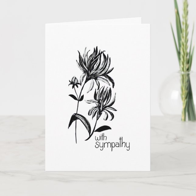 Carte Fleur Botanique À L'encre Noire Moderne Lettre De  (Devant)