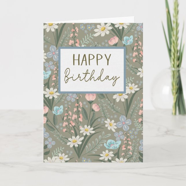 Carte Fleur Cottagecore d'anniversaire (Devant)