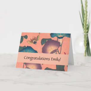 Carte Fleur d'abeille rose classique Hokusai Art