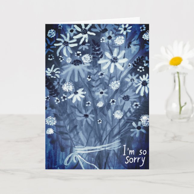 Carte Fleur Daisées Bouquet CONDOLENCES bleu (Petite plante)