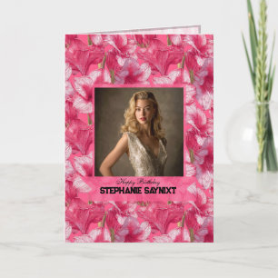 Carte Fleur d'Amaryllis Cadeau d'anniversaire quarante p