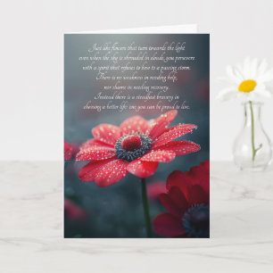 Carte Fleur d'anémone rouge de rétablissement en 12 étap