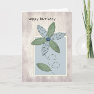 Carte Fleur d'anniversaire du tissu