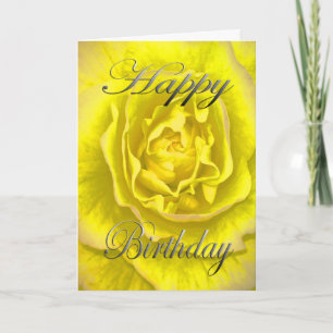Carte Fleur d'anniversaire en jaune et rose