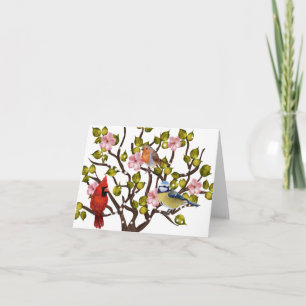 Carte Fleur d'Apple et oiseau chanteur toutes les occasi