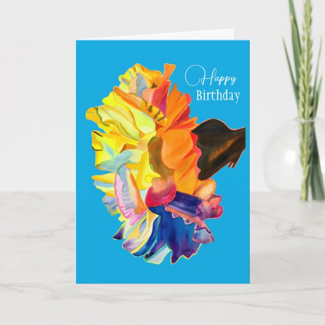 Carte Fleur d'aquarelle couleur carnation (Devant)