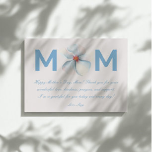 Carte Fleur d'aquarelle MOM Fête des Mères Script Saluta