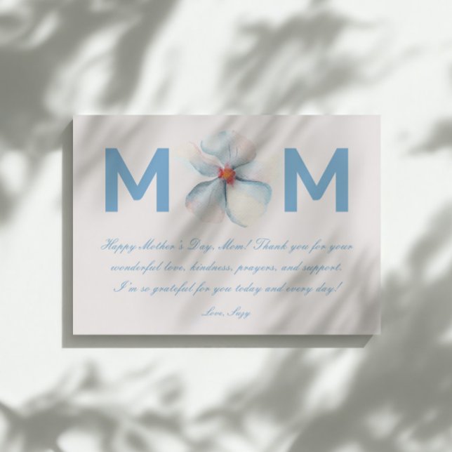 Carte Fleur d'aquarelle MOM Fête des Mères Script Saluta (Créateur téléchargé)