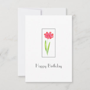 Carte Fleur d'aquarelle rouge rose