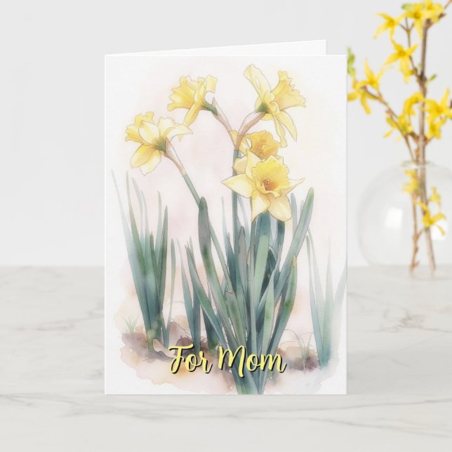 Carte Fleur d'art de narcisse jaune Fête des mères (Fleur jaune)