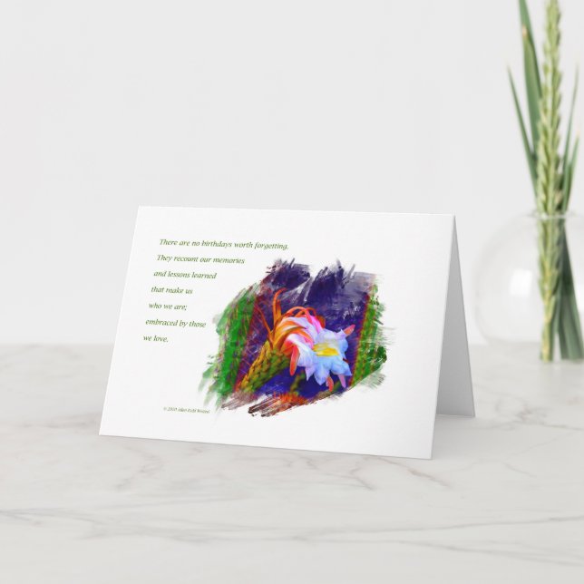 Carte "Fleur de cactus au coucher du soleil n°105" / "An (Devant)