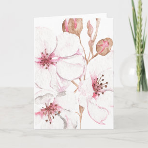Carte Fleur de cerise dessinée à la main (vide)