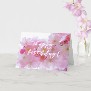 Carte Fleur de cerisier rose Joyeux anniversaire
