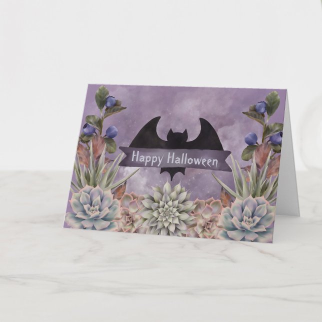 Carte Fleur de chauve-souris noire Halloween (Créateur téléchargé)