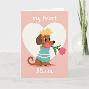 Carte Fleur de Coeur de Chiot Mignon