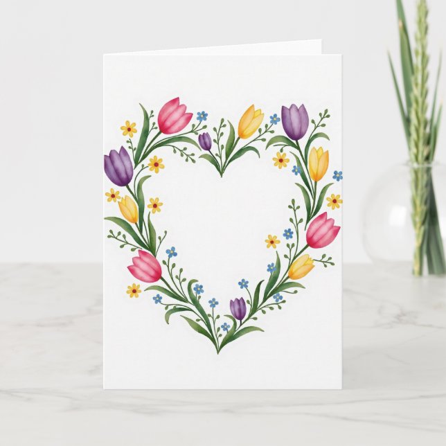Carte Fleur de cœur en fleurs (Devant)
