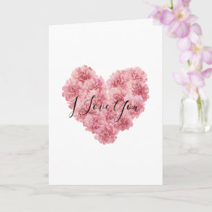 Carte Fleur de cœur rose romantique Saint-Valentin Amour
