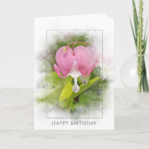 Carte fleur de coeur saignant d'anniversaire