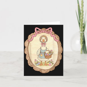 Carte Fleur de coquette vintage Pâques Oie Printemps
