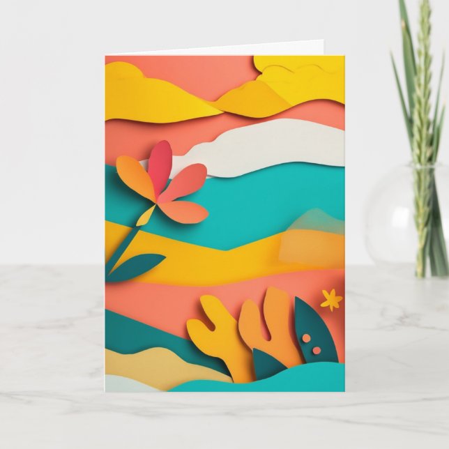 Carte Fleur de corail en papier découpé (Devant)