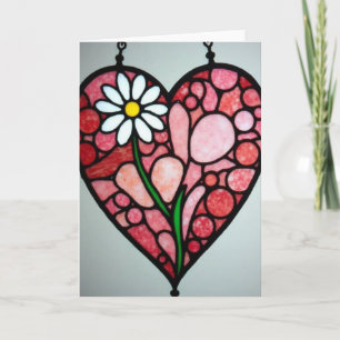 Carte Fleur de Daisy au Cœur de Verre Coloré