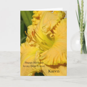 Carte Fleur de Daylily hérissée grand par jaune