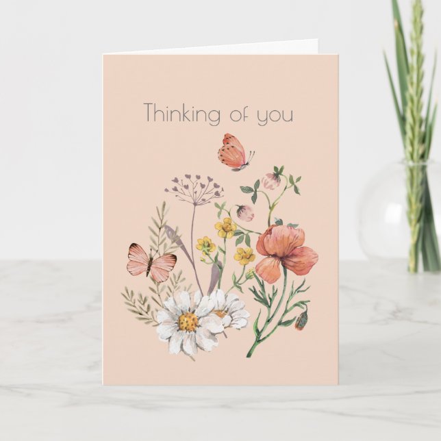 Carte Fleur de Fleur Sauvage Botanique Boho Pensée Pour  (Devant)