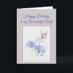 Carte Fleur de jardin des papillons Épouse spéciale d'an<br><div class="desc">Jardin bleu Fleur et oiseau papillon Anniversaire Femme spéciale Art pour la femme qui aime les fleurs,  le jardinage ou la nature</div>