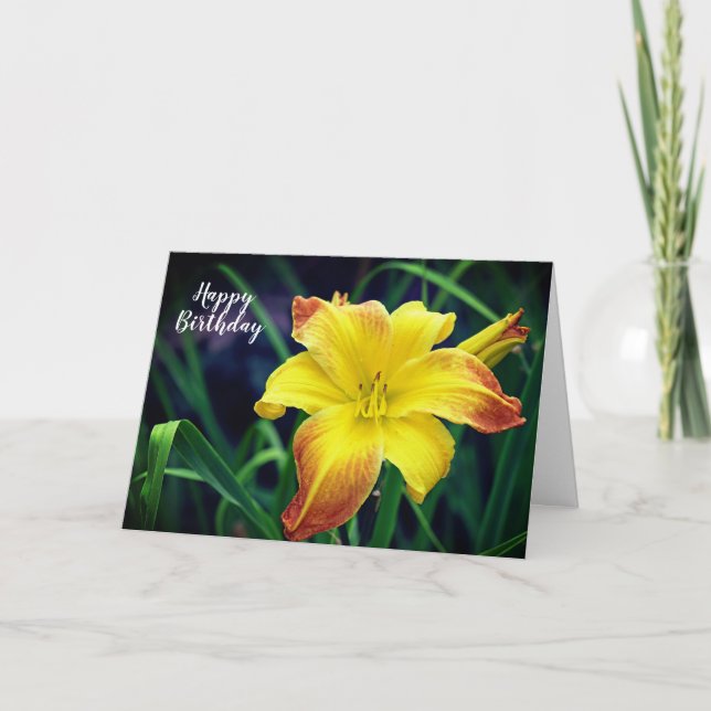 Carte Fleur de jour de naissance de lys d'un jour jaune  (Devant)