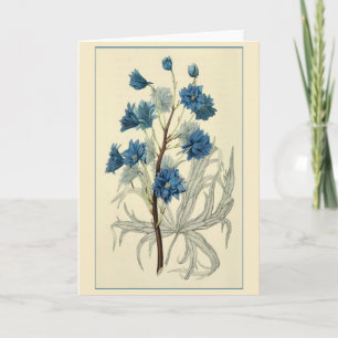 Carte Fleur de Larkspur bleu Vintage